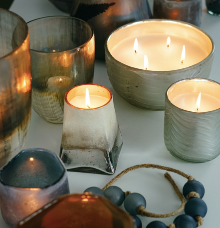 Silver Leaf Candle Bowl - Amber Spruce