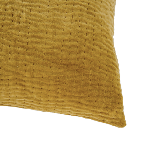 Velvet Kantha-Stitch Pillow - Gold