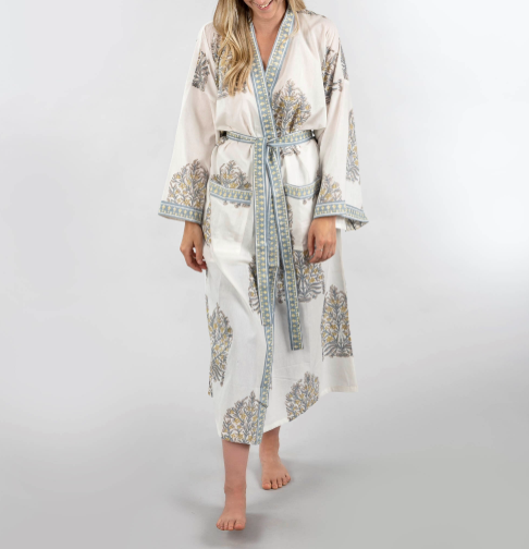 Cambria Block Print Kimono Robe