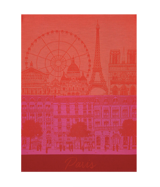 Le Jacquard Francais Tea Towel - Paris Panorama Red Kiss