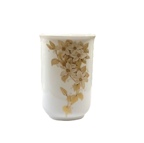Vintage Gold & White Floral Vase