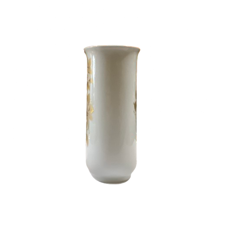 Vintage Gold & White Floral Vase