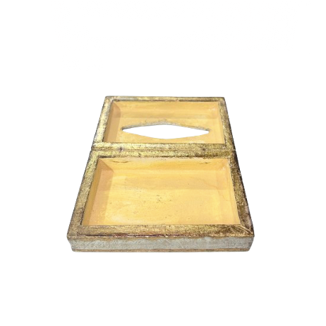 Vintage Ivory & Gold Florentine Small Tissue Box