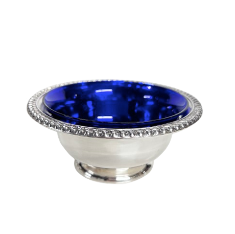 Vintage Silver Bowl/Blue Glass Liner