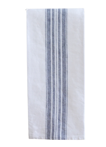 Maison White/Blue Stripe Linen Tea/Hand Towel