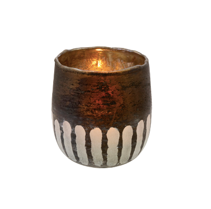 Smoked Etched Votive - Medium