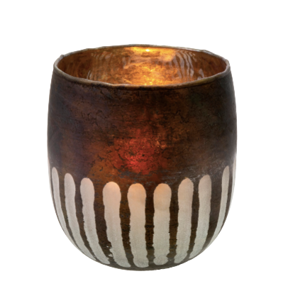 Smoked Etched Votive - Large
