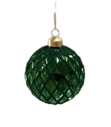 Diamond Green Glass Ball Ornament