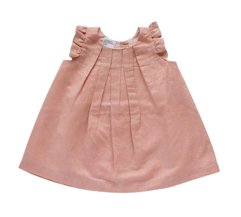 Box Pleat Linen Dress - Pink