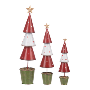 Metal Red, Green & White Tree