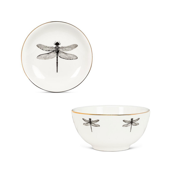 Dragonfly Plate with Gold Rim