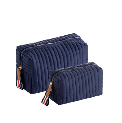 Ezra Boxy Cosmetic Pouch - Navy - 2 sizes