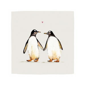 Penguin Couple Heart Card