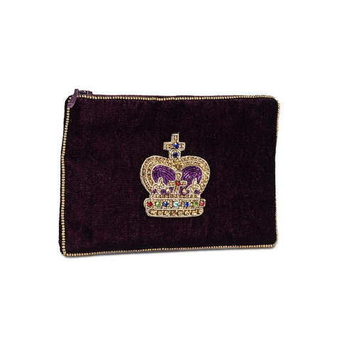 Velvet Pouch with Beaded Crown