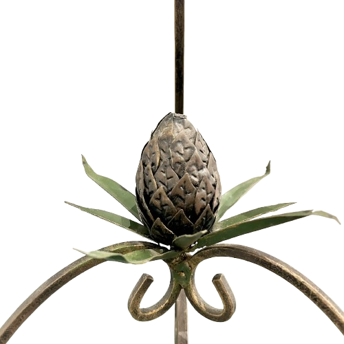 Vintage Round Iron Table w/ Artichoke