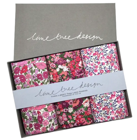 Set of 3 Hankies With Liberty Fabric - Tickled Pink