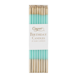 Slim Birthday Candles in Robins Egg/Gold