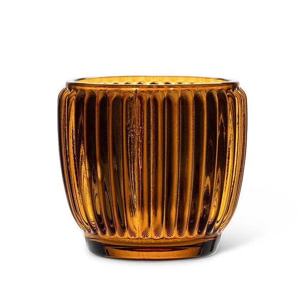 Small Ribbed Votive - Amber