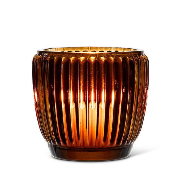 Small Ribbed Votive - Brown
