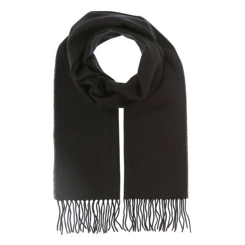 Solid Cashmere Woven Scarf - Black