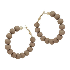 Taupe Ball Of Fun Hoop Earrings