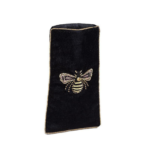 Velvet Eyeglass Case with Beaded Bee