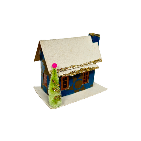 Vintage Blue Christmas House