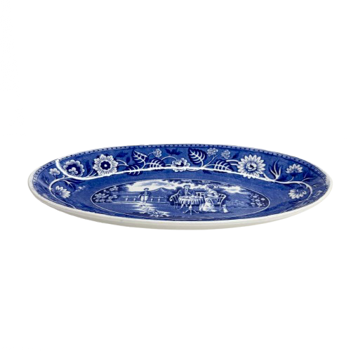 Vintage Blue & White Oval Platter