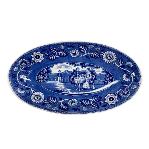 Vintage Blue & White Oval Platter