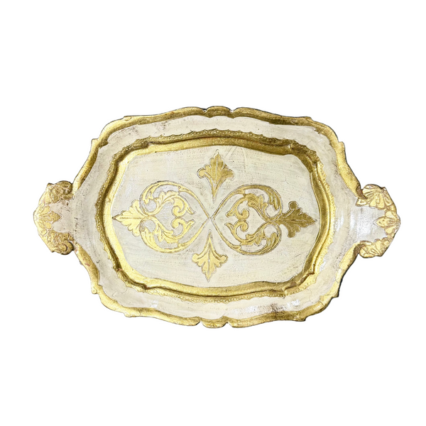 Vintage Gold & Cream Florentine Small Tray