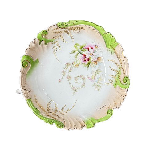 Vintage Green & Floral Bowl