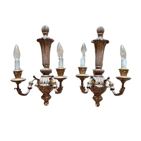 Vintage Italian Florentine Sconces Pair