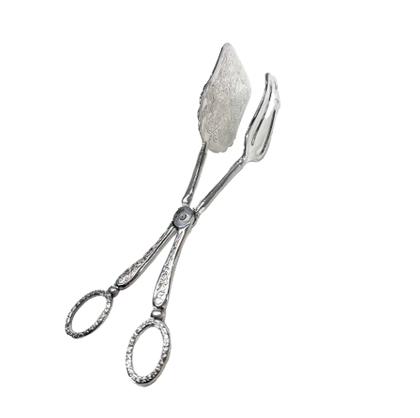 Vintage Silver Pastry Tongs Etched