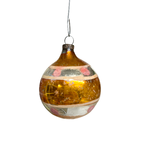 Vintage Silver & Peach Ornament