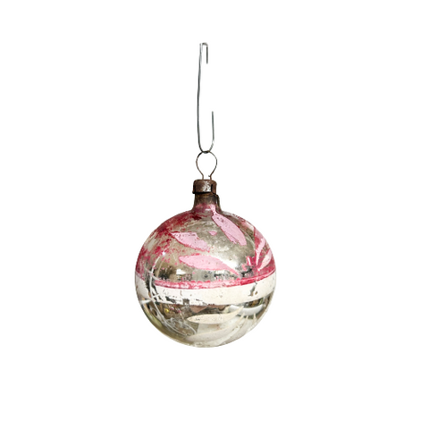 Vintage Silver, Red & White Ornament