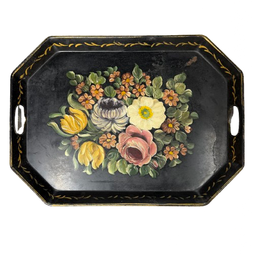 Vintage Toile Floral Tray