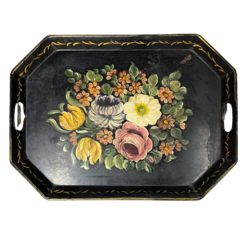 Vintage Toile Floral Tray