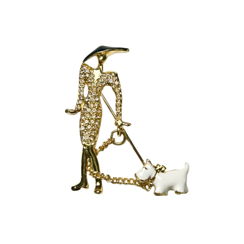 Vintage Woman & Scottie Dog Brooch