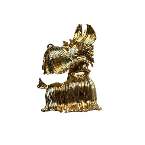 Vintage Diamond Eyed Scottie Dog Brooch