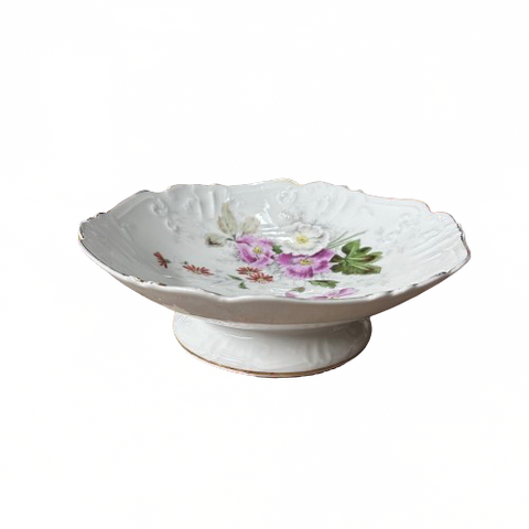 Vintage Floral Pedestal Plate 2.75”H