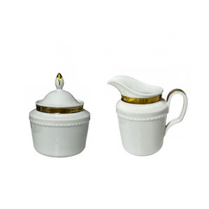 Vintage Forstenberg Hand Painted White Gold Edge Cream & Sugar
