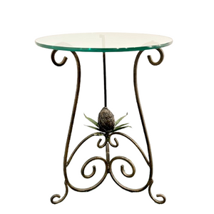 Vintage Round Iron Table w/ Artichoke