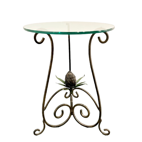 Vintage Round Iron Table w/ Artichoke