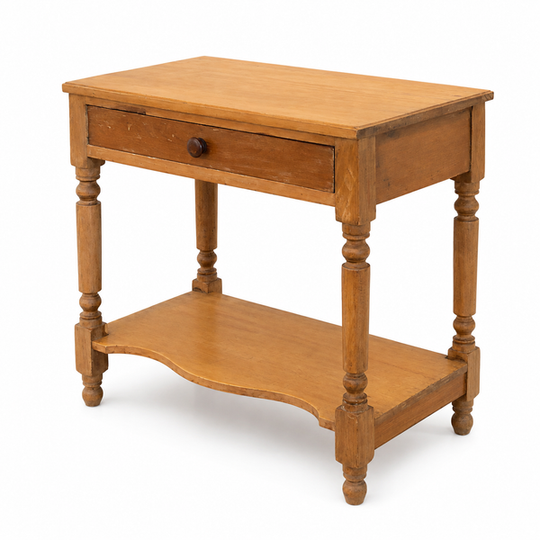 Vintage Wood Console Table with Drawer and Lower Shelf