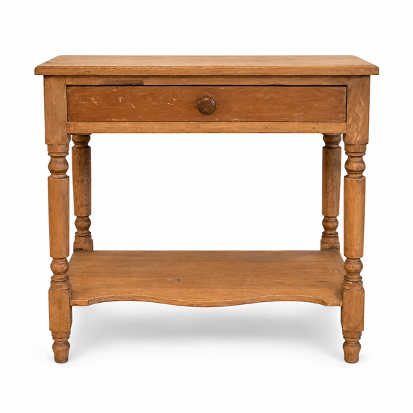 Vintage Wood Console Table with Drawer and Lower Shelf