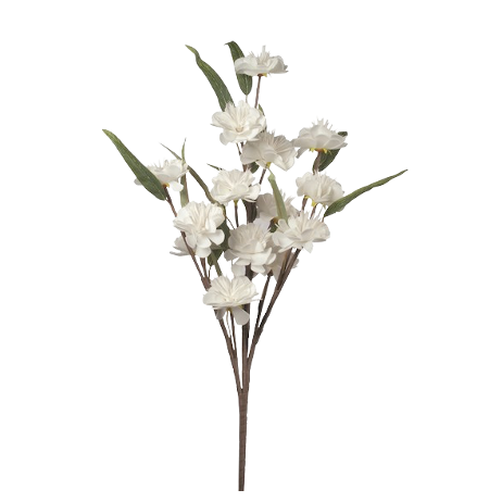 White Flower Spray w/Leaves