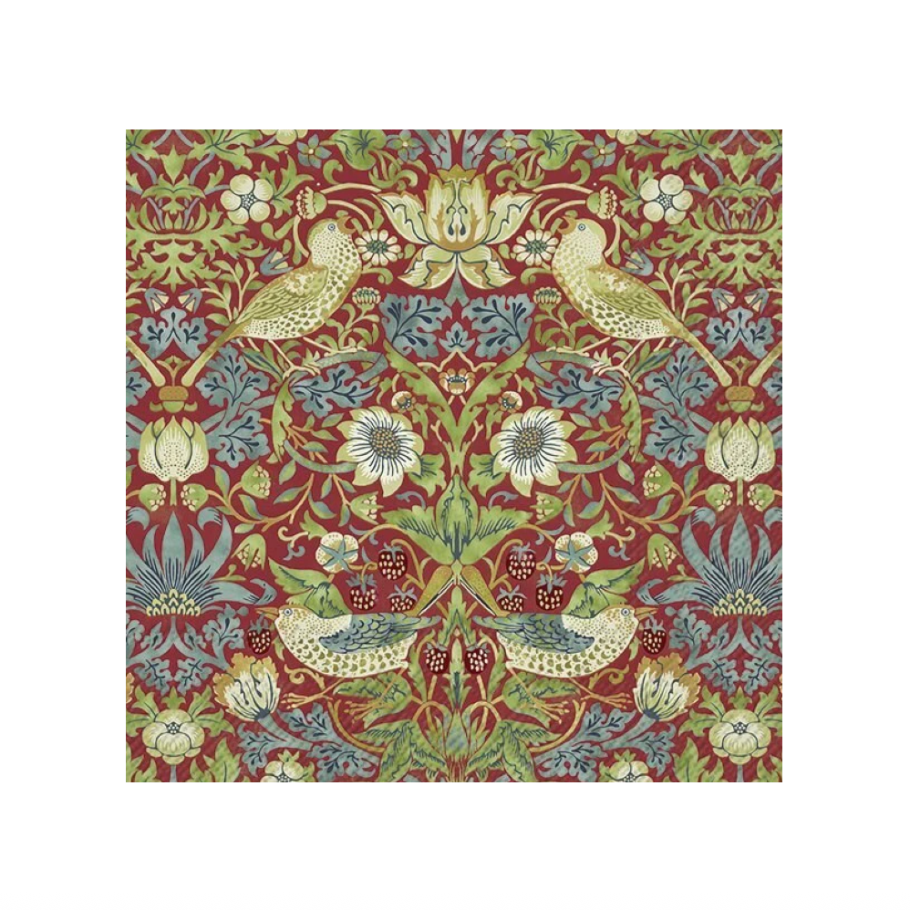 William Morris Lunch Napkins - Strawberry Thief (V&A) Red