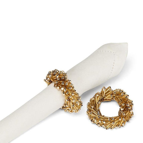 Wreath Beaded Napkin Ring - Gold