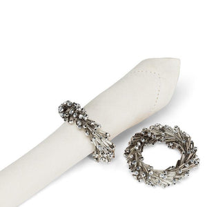 Wreath Beaded Napkin Ring - Silver