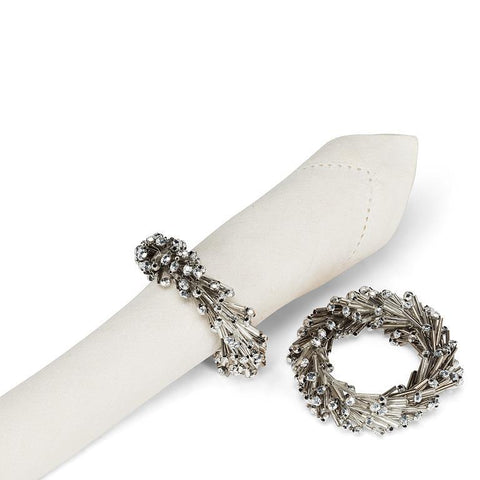 Wreath Beaded Napkin Ring - Silver